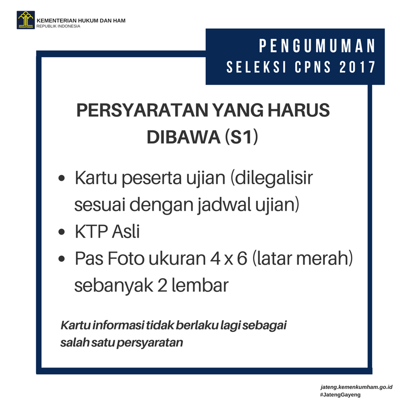 kemenkumjateng's tweet photo. Pengumuman persyaratan bagi peserta kualifikasi S1 dan SLTA/Sederajat https://t.co/ZHJd8KT95n