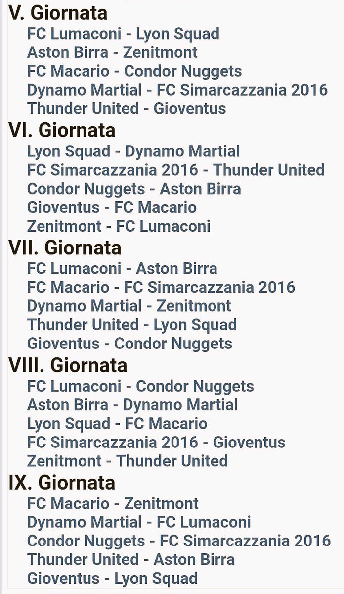 SimarcazzaniaFC's tweet photo. Ecco il #calendario ufficiale del #Campionato di #FantalegaDurex 2017/18, che si svolgerà in 3 gironi (andata, ritorno e neutro). 🐢💛💙 https://t.co/tSFMMX8Oqz