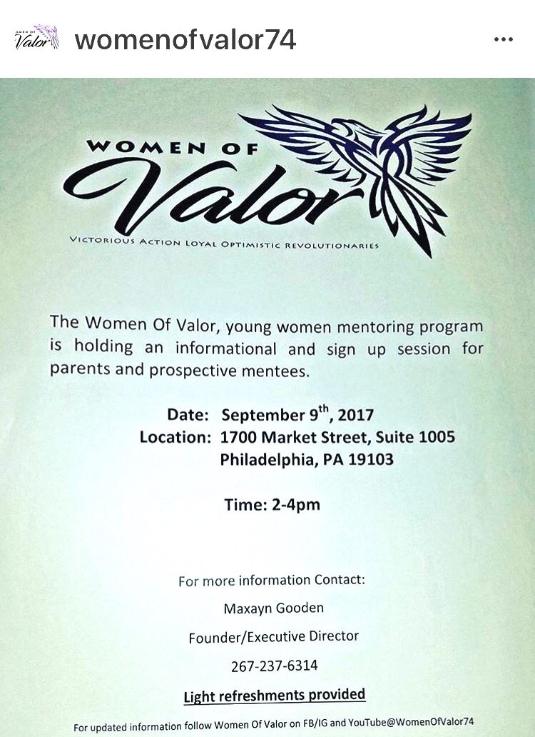 Mronehundred's tweet photo. Shout Out to this truly Amazing woman Maxayn Gooden and her new #Mentoring Program @74Women #WomenOfValor74 #GodsMission #HerCalling #Salute https://t.co/EoZdYKt5ey