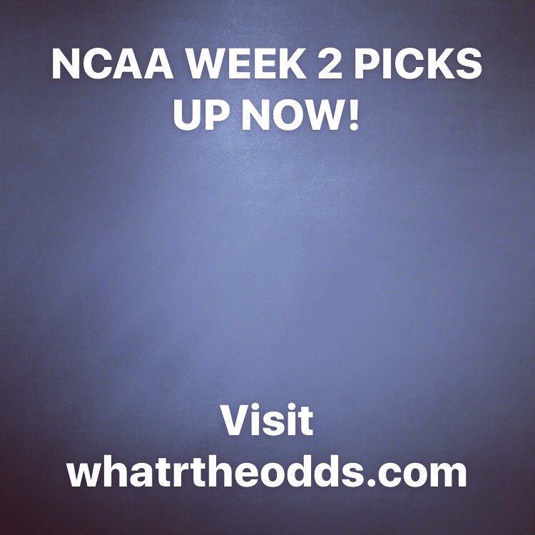 Whatrtheodds_'s tweet photo. Check out https://t.co/LDk40JrxA7 for analysis and predictions for week 2 of the #NCAA season! https://t.co/Ppp92kQaBz
