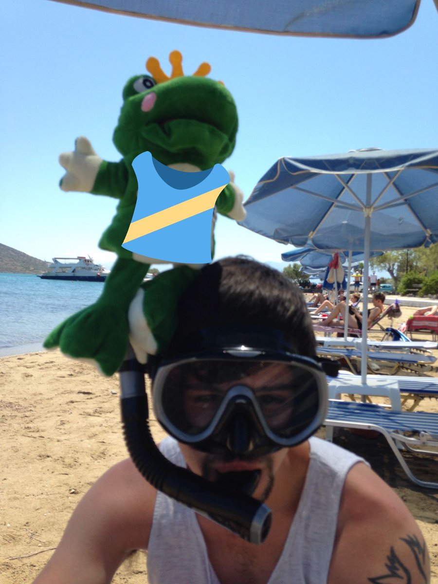 I went #swimming  with my mate Mork. Stupid human's are rubbish at swimming! #Greece