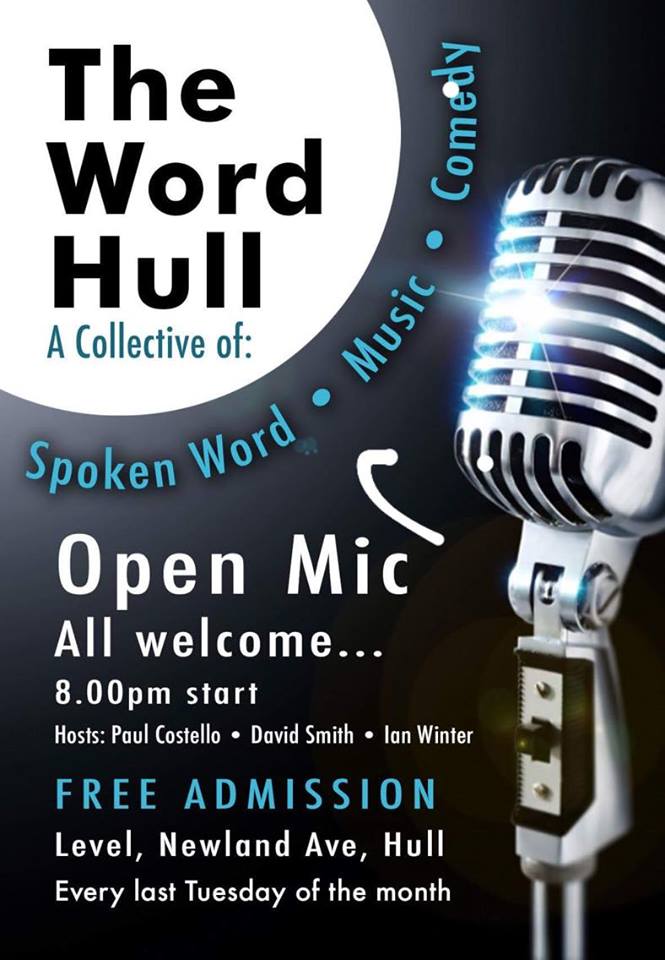 #Hull #music #poetry #spokenword #comedy <a href="/Hullstudent/">HullStudentOversight</a> <a href="/LevelHull/">Level Hull</a> Last Tuesday of the month. All welcome.  <a href="/discoverHullEY/">Discover Hull</a> <a href="/RadioHumberside/">BBC Humberside</a>