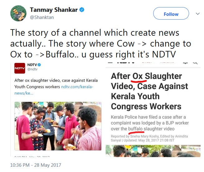 37Cow -> Buffalo -> OxIt's alleged MAGIC ..  #NDTV Style!!(Then there is the quintessential 'alleged' too!)