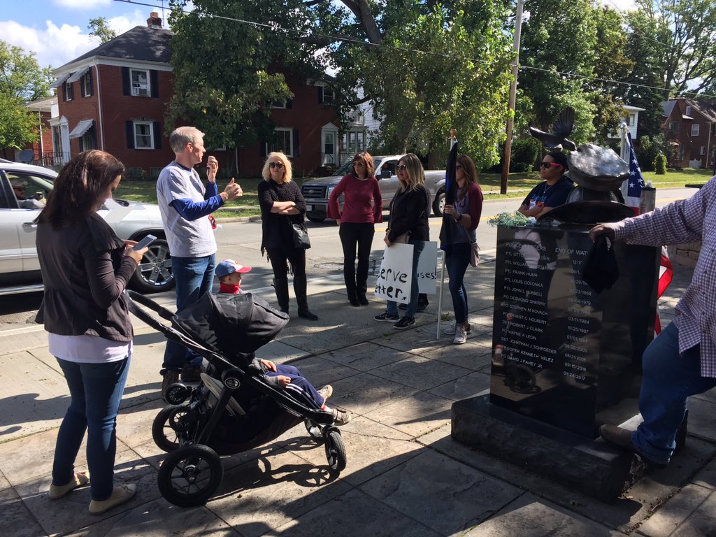 Here's Brandon Chrostowski holding a "support our police and firefighters" rally in West Park.