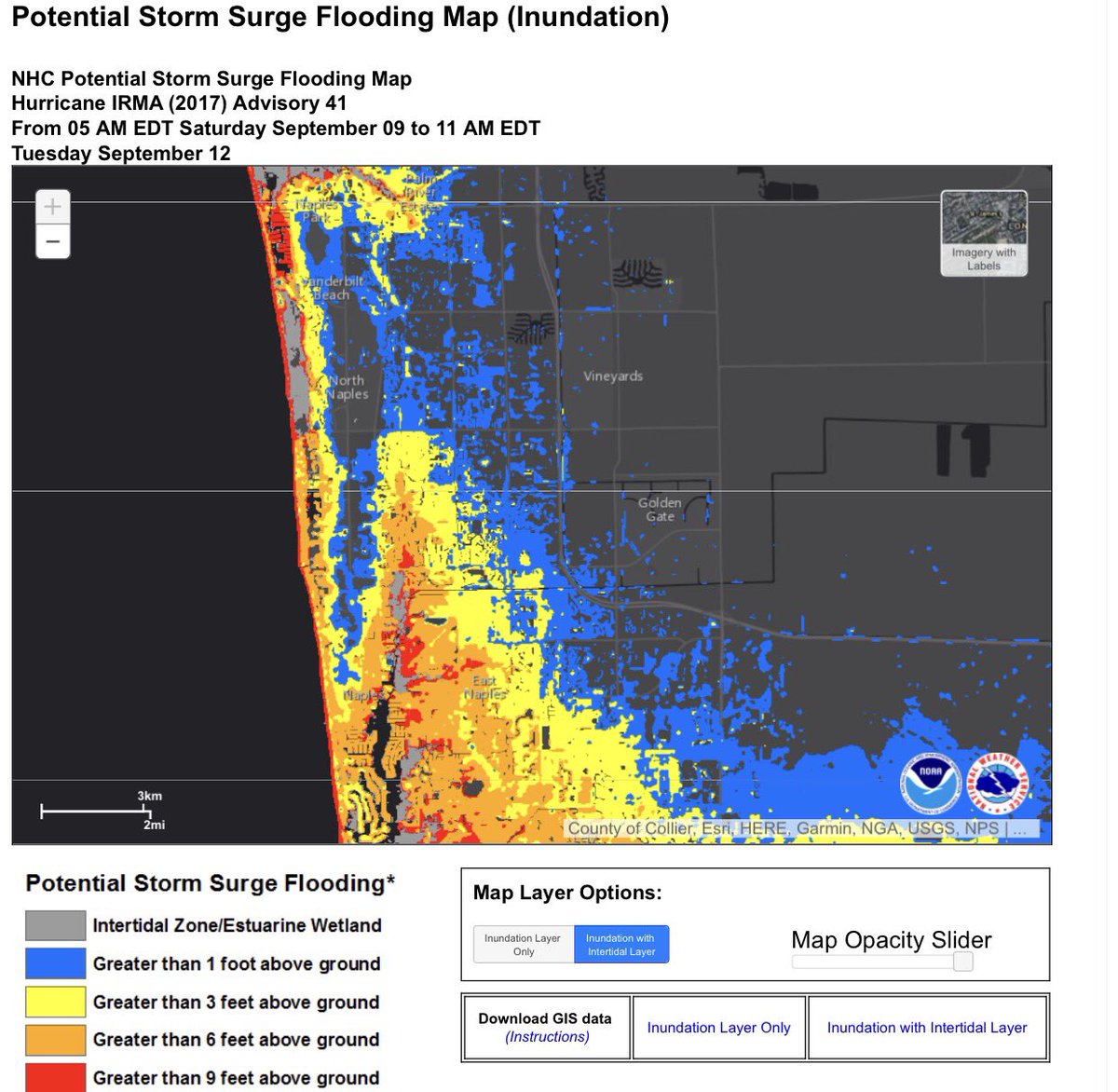 TarrLogan's tweet photo. The storm surge from, currently, Cat 3 Irma is going to be devastating! Heed all mandatory evacuations. #Naples #MarcoIsland #EvergladesCity https://t.co/oMcloOOiHH