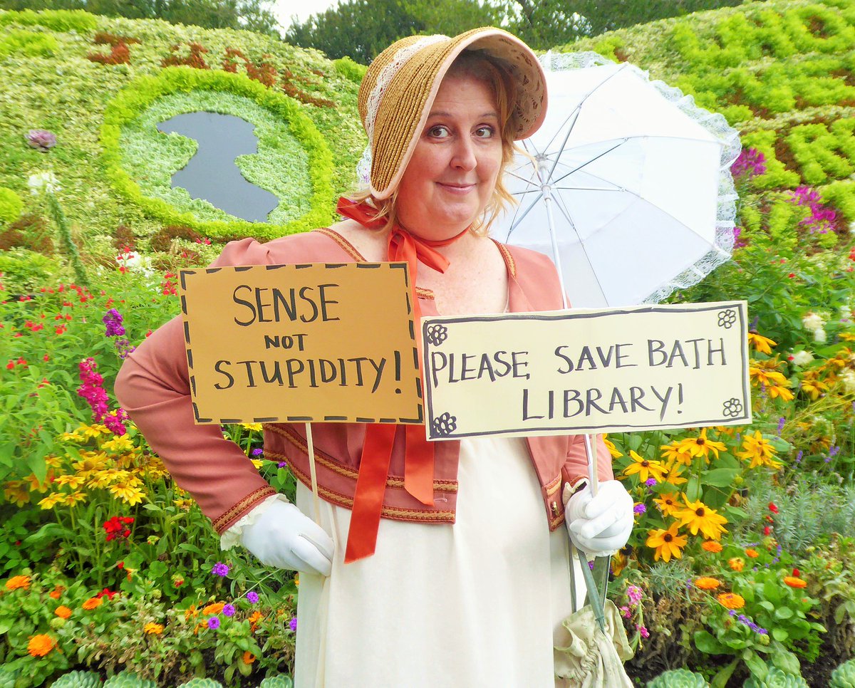 SaveBathLibrary's tweet photo. Regency library protesters doing Jane Austen proud https://t.co/fLyJtA4RBL