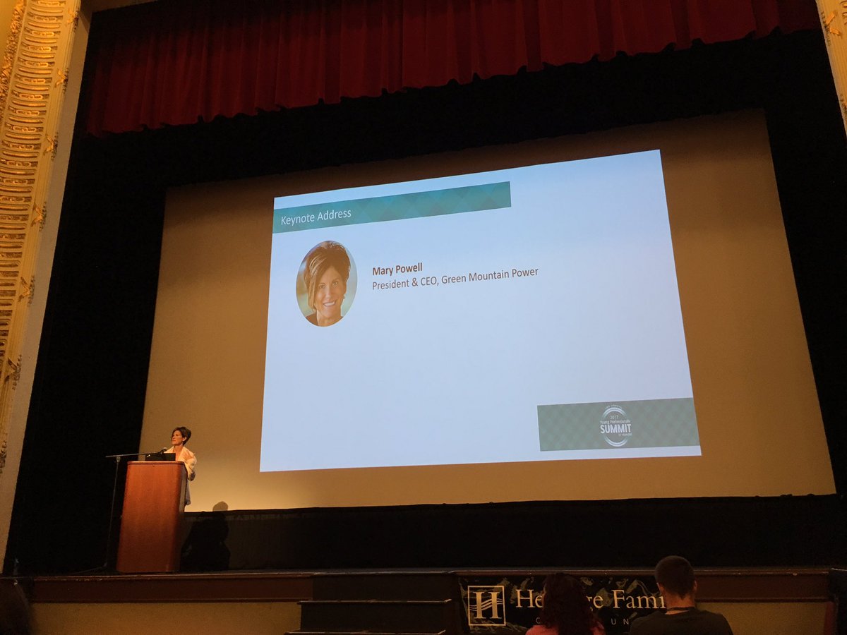 Excited for the #ypsummitvt keynote speaker <a href="/MaryGPowell/">Mary Powell</a> from <a href="/GreenMtnPower/">Green Mountain Power</a>