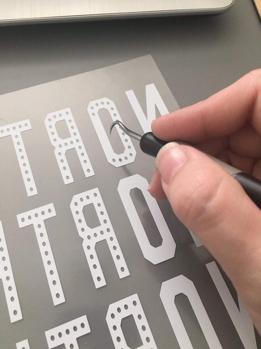 DrFouser's tweet photo. Why, oh why, did I pick this font? Soooo many dots. #silhouette #craftcrazy https://t.co/aOU3jOQGjO