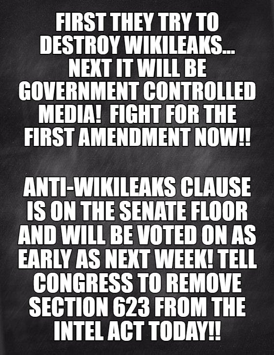 AngelFox1971's tweet photo. @JulianAssange Demand Senate strike #Sect623 from the Intel Act. Vote is this week! #Fight4Wikileaks Senate Twitter Handles
https://t.co/xHdU9Qeo3H https://t.co/O8HoTLub3X