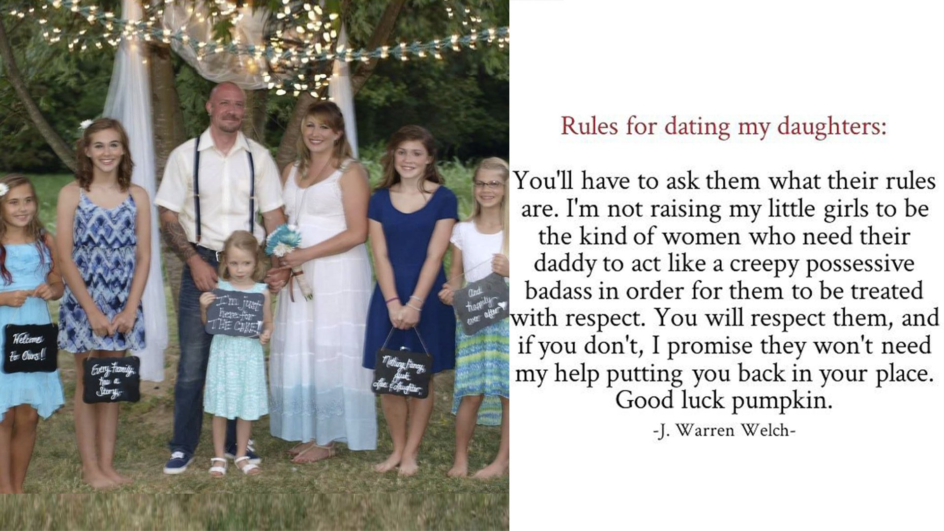 Dad's epic note to his daughters' future suitors goes viral. 