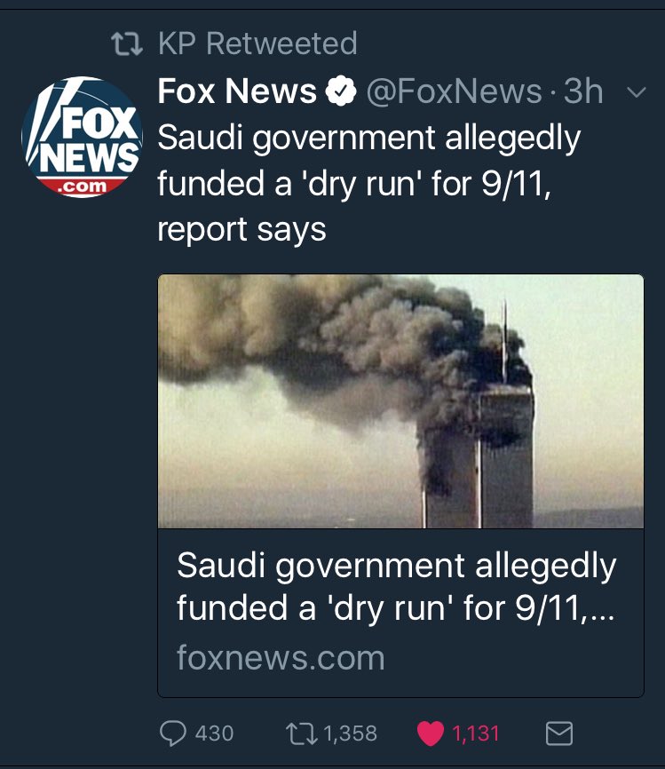 TheWarOfNow's tweet photo. I couldn't retweet so I screen shot it! #28RedactedPages https://t.co/sqFtY6bhro