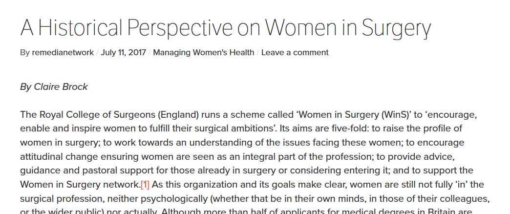 A #Historical perspective on women in #surgery #wmnhist #historyofmedicine #histsurg #histnursing remedianetwork.net/2017/07/11/a-h…