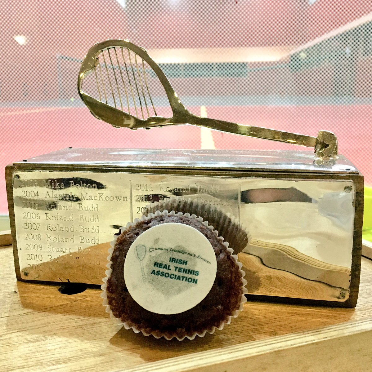 realIRTA's tweet photo. Playing for this trophy - Roland Budd v @rpsderham #RealTennis #IrishClosed 2017 Finals https://t.co/DSnIRNgtcW