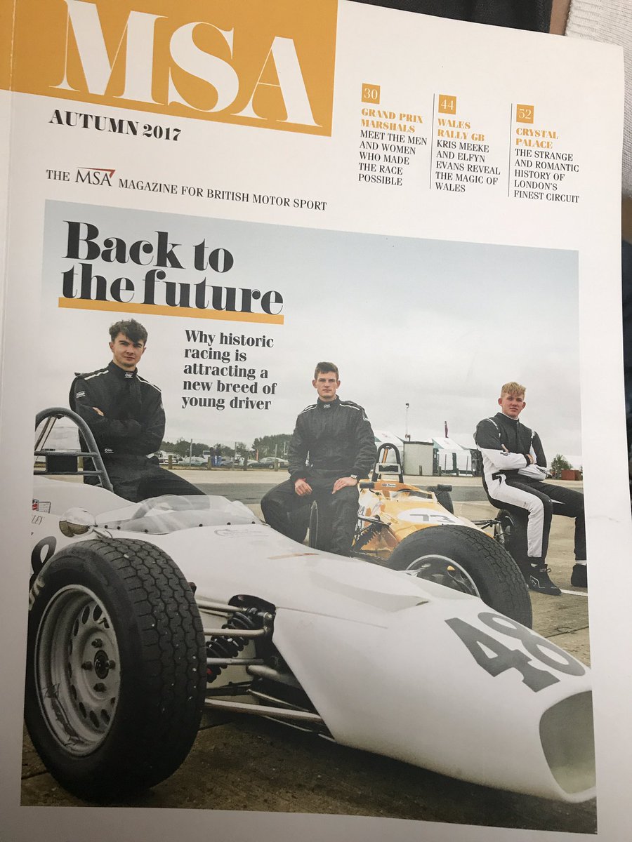 Amazing to be on the front cover of the MSA magazine and a brilliant feature on young drivers in historic racing!! <a href="/MSAUK/">MSA</a>