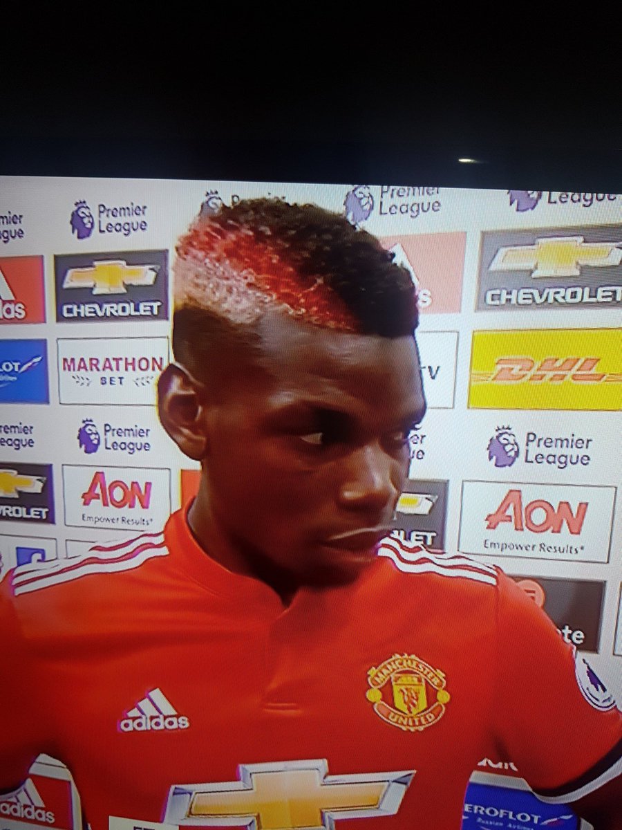 A_Allans's tweet photo. Pogba's hair looking like a Red Velvet #STKMUN https://t.co/Sv5Fibz54h