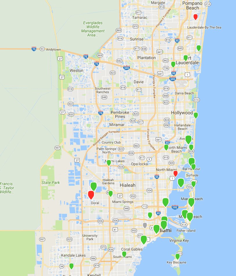 arksolvers's tweet photo. Small snapshot of our clients routers. Red dots show where there is no internet/power. #hurricaneirma #arksolvers #Miami https://t.co/2OvtpvO0bc