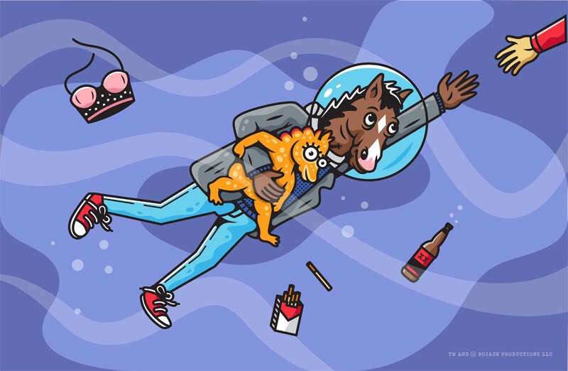 Galleries1988's tweet photo. ARTWORK FROM OUR OFFICIAL BOJACK HORSEMAN SHOW IS NOW ONLINE FOR PURCHASE HERE: https://t.co/0XS1blsKvD (art from Cory Reifinger) https://t.co/uNPNRTEHJJ