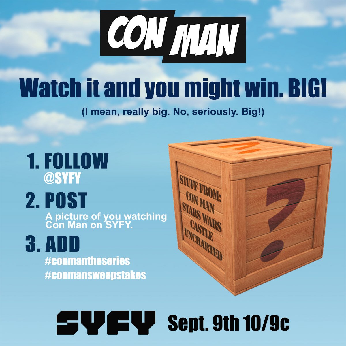 ConManSeries's tweet image. We are running a contest on Instagram and Facebook for tonight&apos;s marathon of Con Man on #SYFY25 . Don&apos;t miss out!