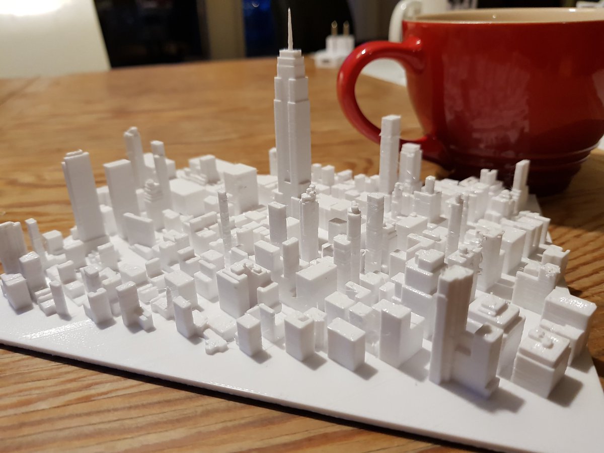 d4dy3d's tweet photo. Decently sized #3dprint of my open street map export from new York.  Make one yourself! #Thingiverse https://t.co/YR7Qaikqic https://t.co/1hHi3AfLd6
