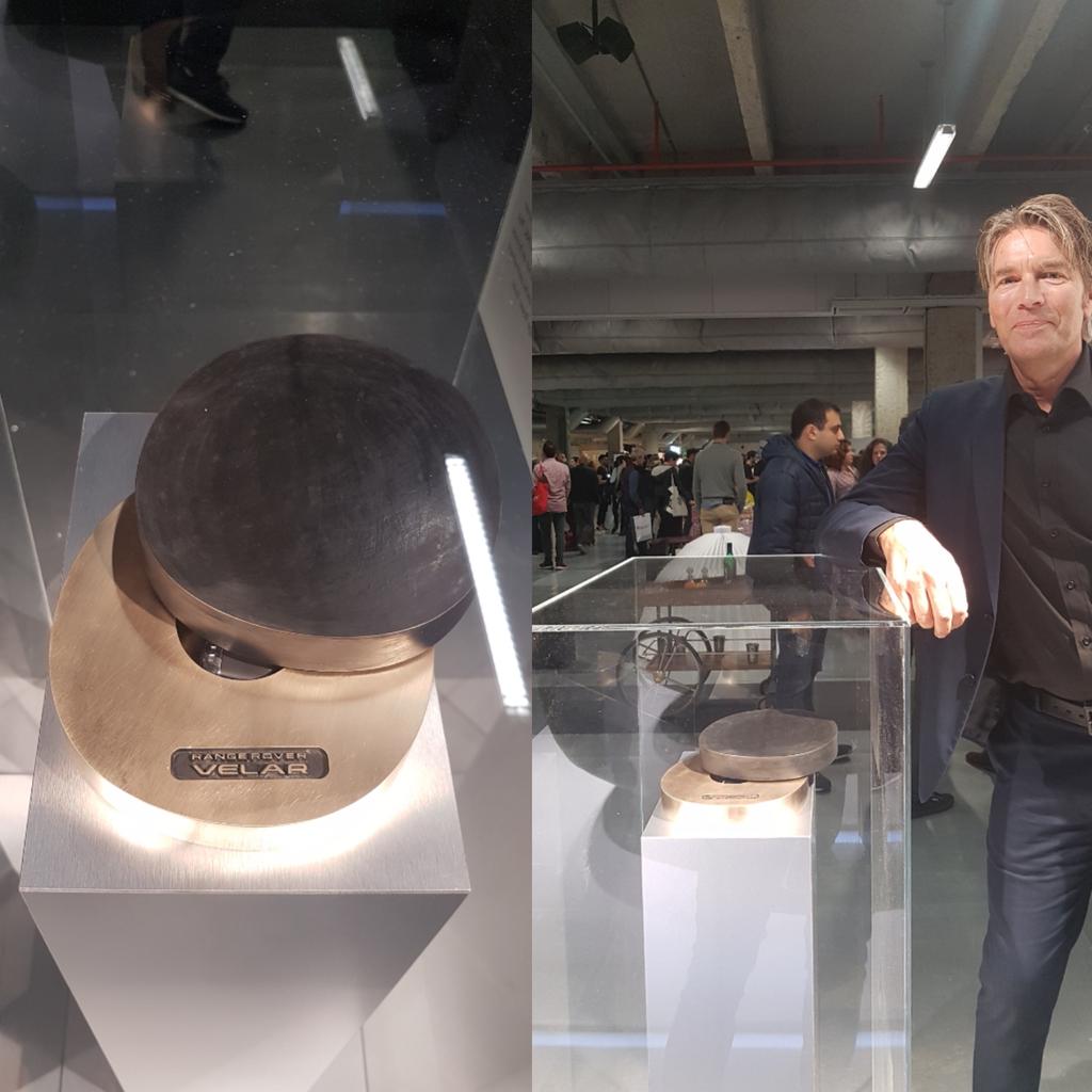 A solid bronze art object inspired by the Range Rover Velar!an object with a secret key compartment😎😎😎 #MaisonObjet #inspiredbyvelar