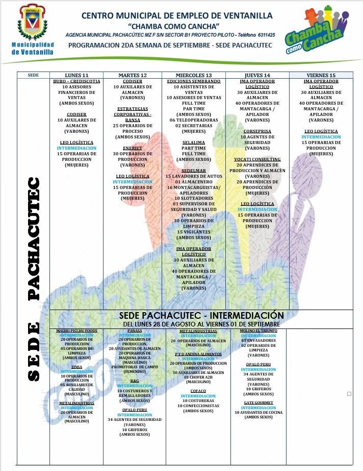 chambcomocancha's tweet photo. Gracias a nuestro alcalde @OmarMarcosA  tenemos #ChambaComoCancha, en la sede Pachacutec del 11/09/17 al 15/09/17. Te esperamos https://t.co/6d9PyeEYet