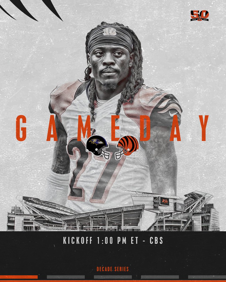 It's finally here.   GAME DAY. #BALvsCIN  #Bengals50 https://t.co/Dk1DnrZ8LQ