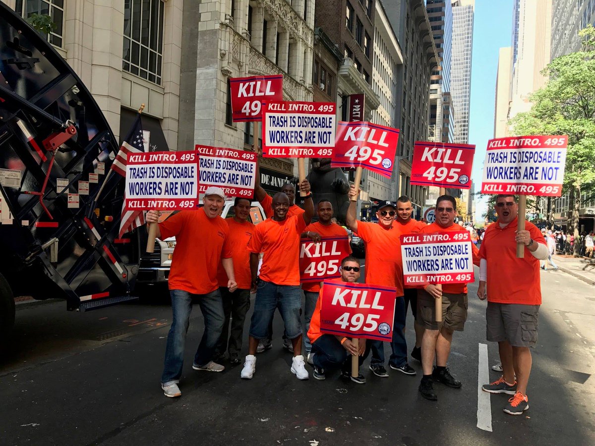 NYRWMInc's tweet photo. At this year's Labor Day Parade, @laborers108 demonstrated to #Kill495, which they say will put their members out of work #JobsMatter https://t.co/iySKbU2pov