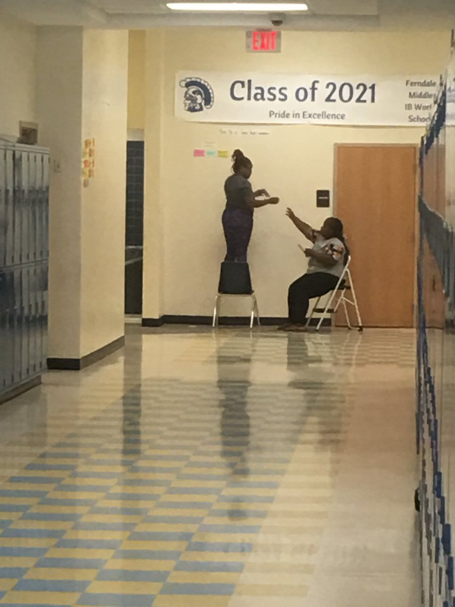 FMSTrojanPride's tweet photo. What do FMS Trojan leaders do on Saturdays...make an academic word wall in the hallway to capture excellence! #RISEUpIn2018 @FMSTrojanPride https://t.co/CCcvlzhEIp
