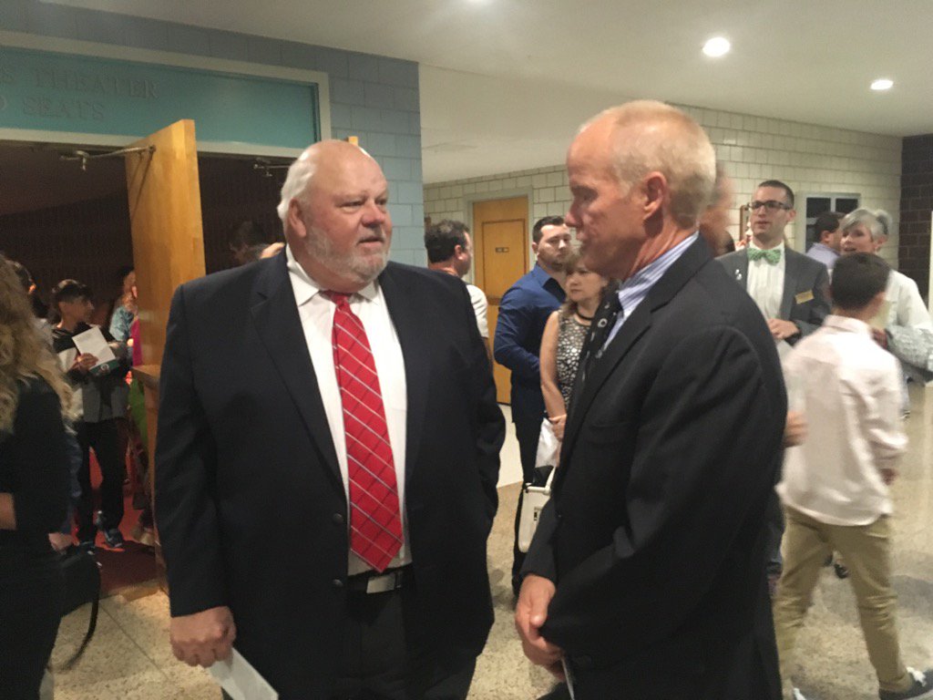 GardnerMgardner's tweet photo. Community partner (and @binghamtonalum ) Jerry Putman with @PrezHarvey after the first #SoPPS #whitecoatceremony https://t.co/Ghlo7Ksl7l