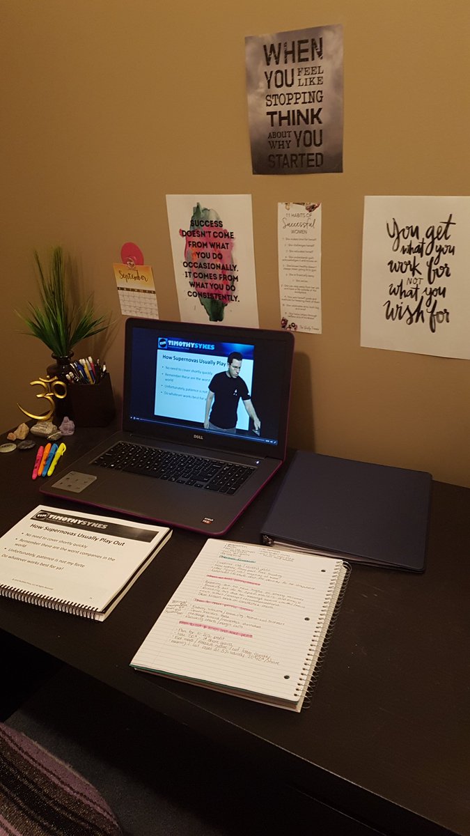 HappyLilLotus's tweet photo. Work ✔ Cleaning ✔ Dinner✔ Now to spend the rest of my night studying #norestforthewicked #pennystocks #daytrader #studentlife @timothysykes https://t.co/xUDgVGhNMg