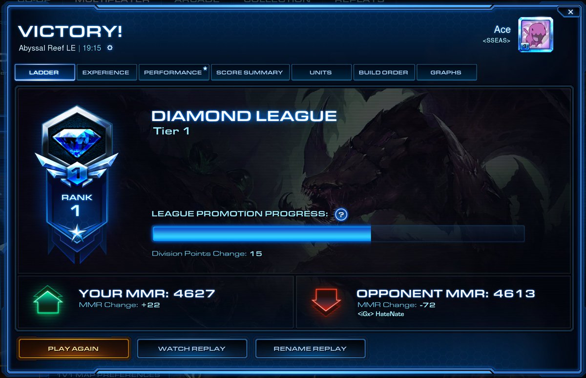 SC2Ace's tweet image. Look at that 72 mmr loss. That has to hurt.