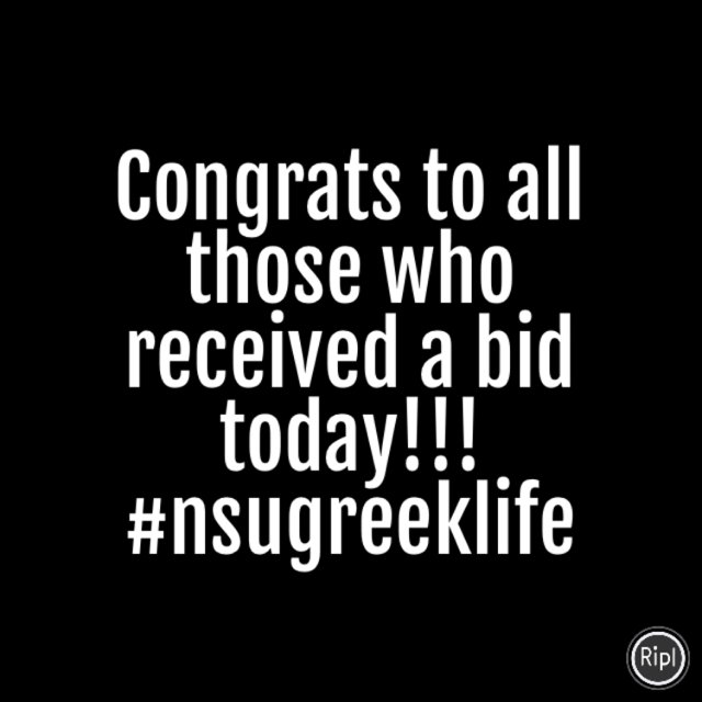 nsustumo's tweet photo. Congrats to all those who received a bid today!!! #nsugreeklife via https://t.co/45ZYOh6C6I https://t.co/UrinNDLwLK
