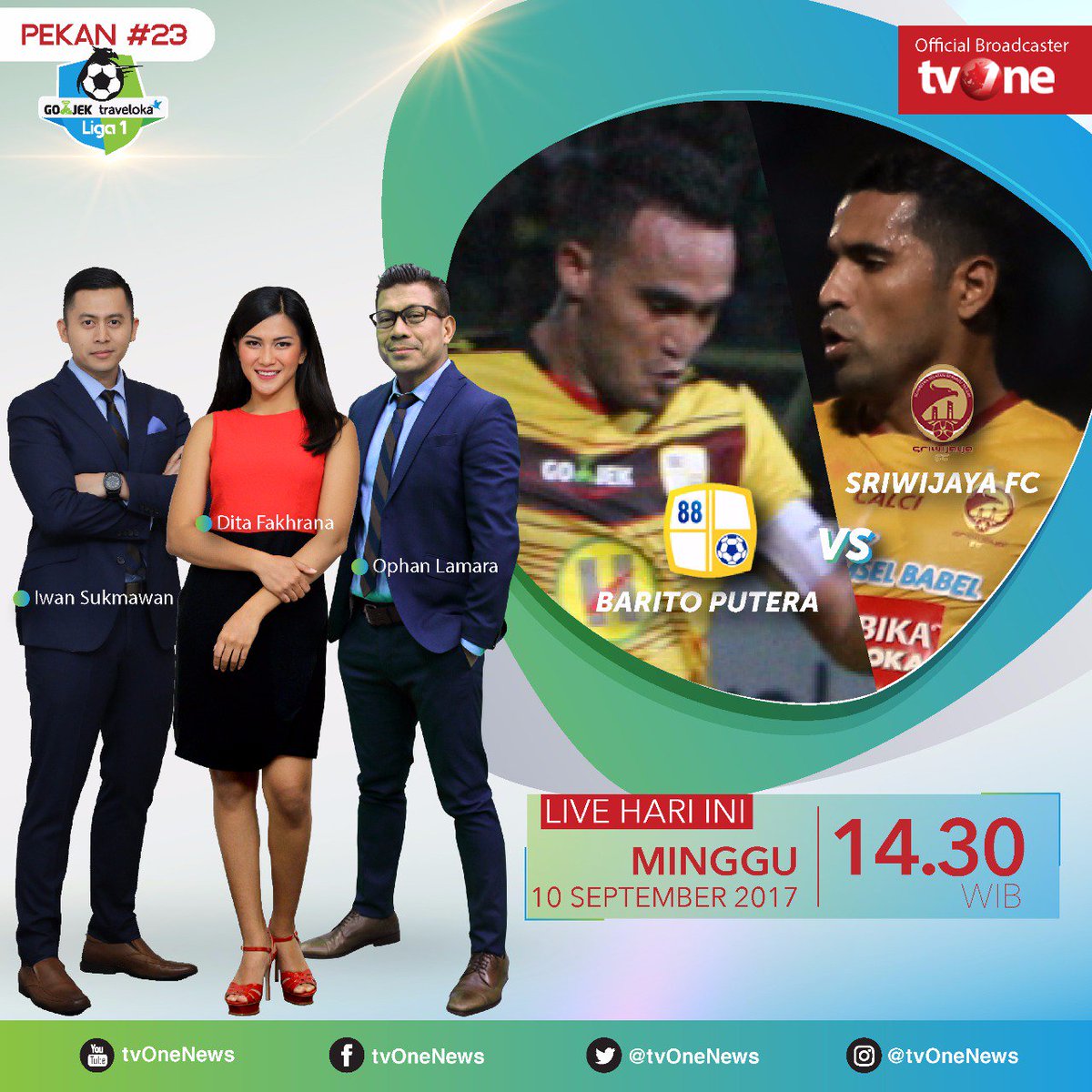 Liga 1 tvOne sore ini w/ <a href="/iwansukmawan/">iwan sukmawan</a> <a href="/Fakhranaaaa/">DITA FAKHRANA</a> &amp; <a href="/Ophan_Lamara/">Ophan Lamara</a>