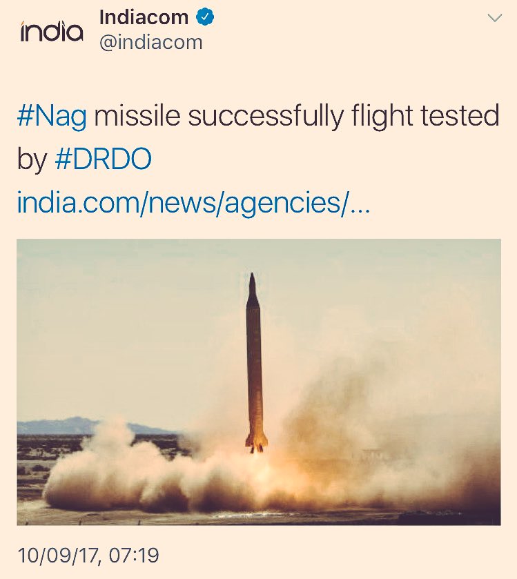 Hi  @Indiacom, that isn't a Nag missile.