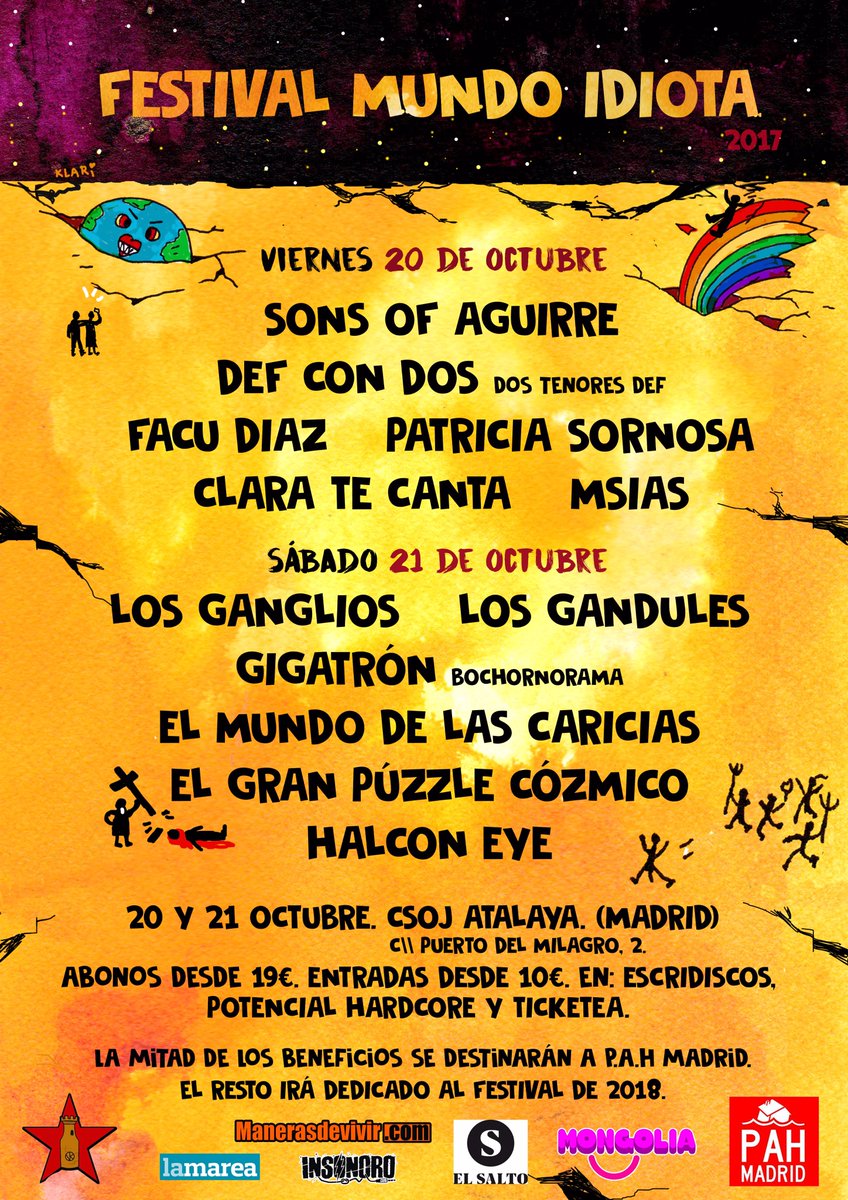 mundoidiota's tweet image. Pulsa RT y entra en el sorteo de dos abonos individuales para el Festival Mundo Idiota
ticketea.com/entradas-festi…
Publicamos ganadores el 2 oct