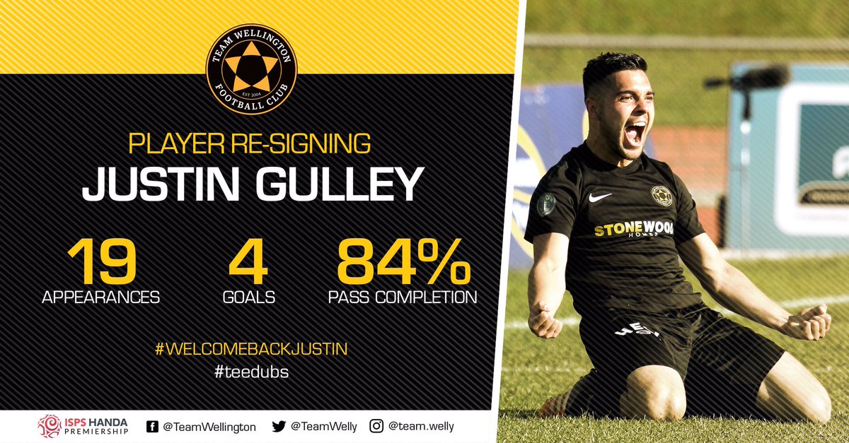 TeamWelly's tweet photo. 💯⚽️ RE-SIGNING 🔜 Justin Gulley returns for another season with #teedubs ⚫️🔶 What a season it will be! #welcomebackjustin #ISPSHandaPrem https://t.co/sZtqJSVlV3