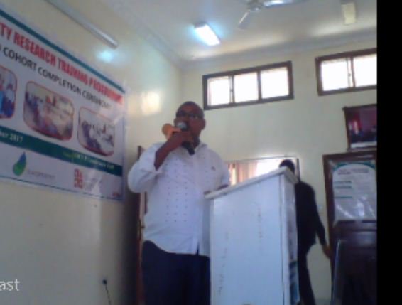 Ahmed Abdullahi is now presenting School Safety and Security in Hargeisa in #HQRS2 completion event.