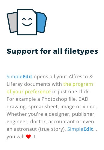 Simple_Edit's tweet image. SimpleEdit easily opens all your Alfresco &amp;amp; Liferay documents! - buff.ly/2vrEm0l
