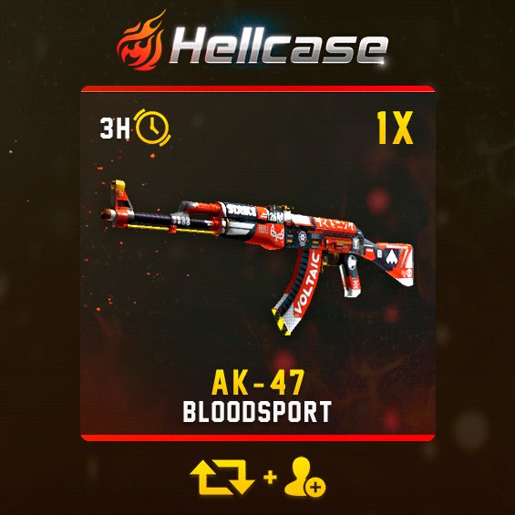 hellcase's tweet photo. 🔥AK-47 | Bloodsport #Giveaway:

▪️RT &amp; Follow &amp; Tag 2 Friends &amp; Trade URL
▪️CLICK: https://t.co/7O7yIFlC16

🏆Winner in 3h!

#hellcase https://t.co/e0ZWMQDTnf