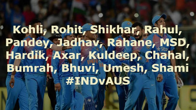 dna's tweet image. India team for first 3 ODIs against Australia announced. #INDvsAUS