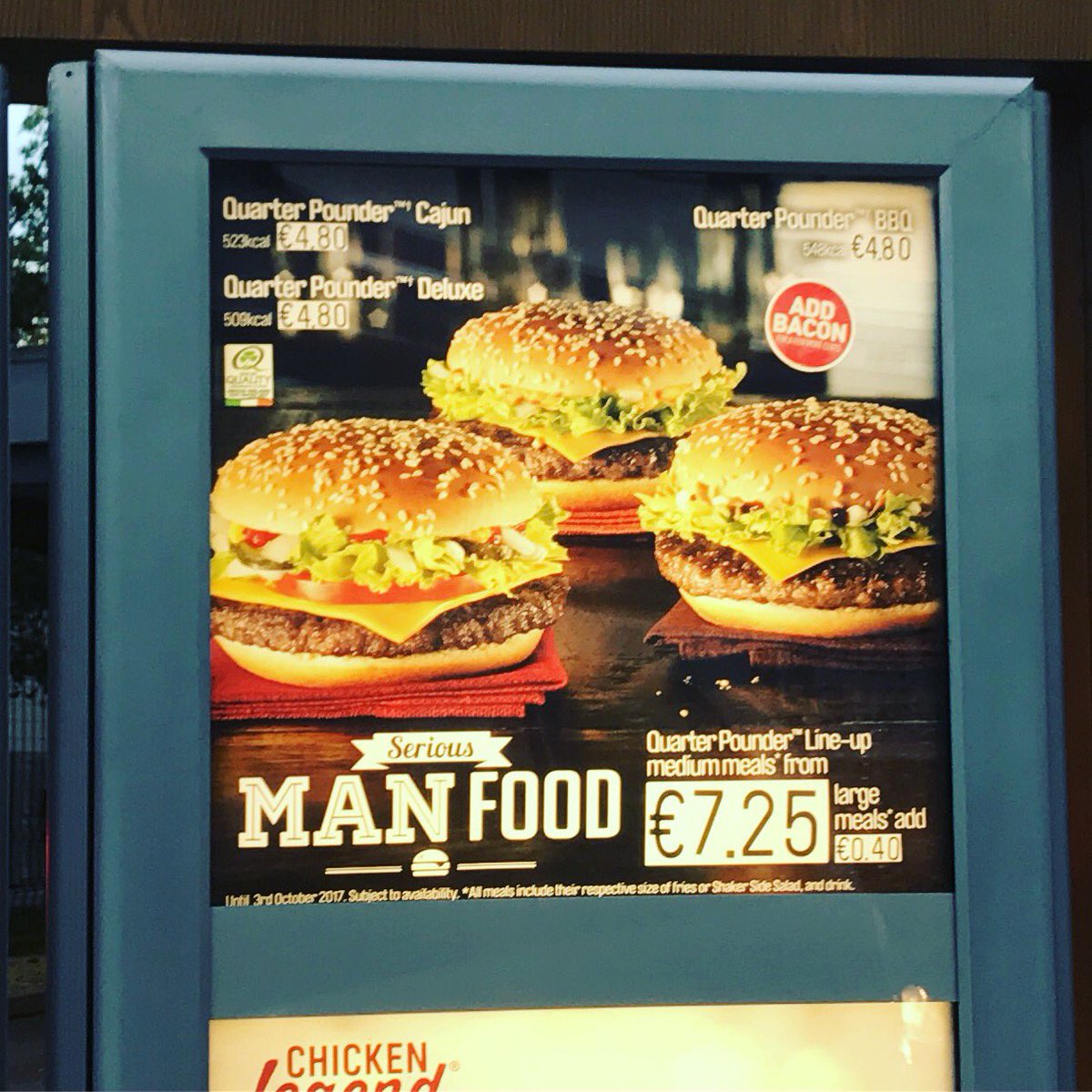 BarryOSullivan's tweet photo. Meanwhile @McDonalds are advertising like it was the 1970s. "Man Food"?! Seriously?! https://t.co/TVpkmOwOV2