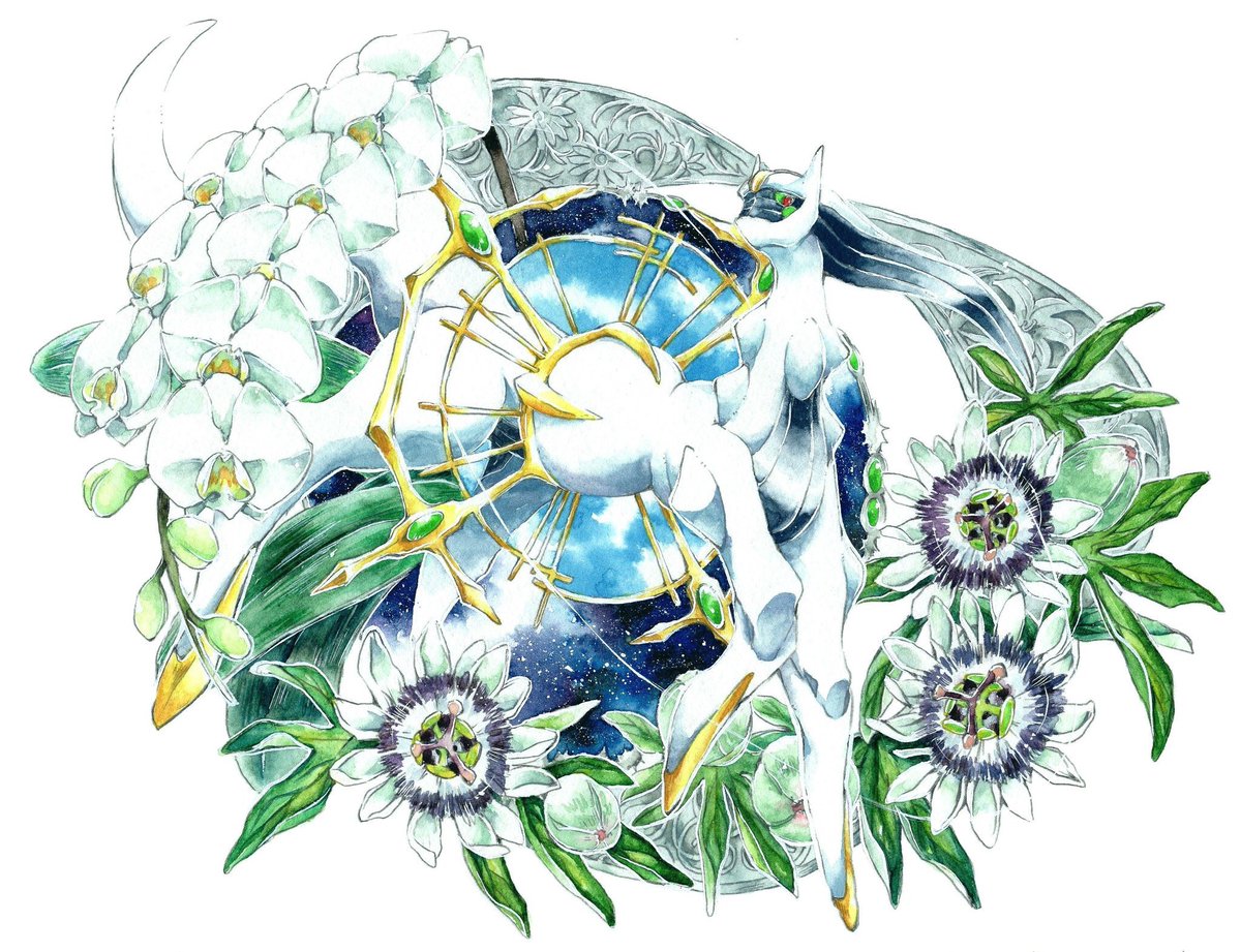 no humans flower pokemon (creature) traditional media white background white flower solo  illustration images