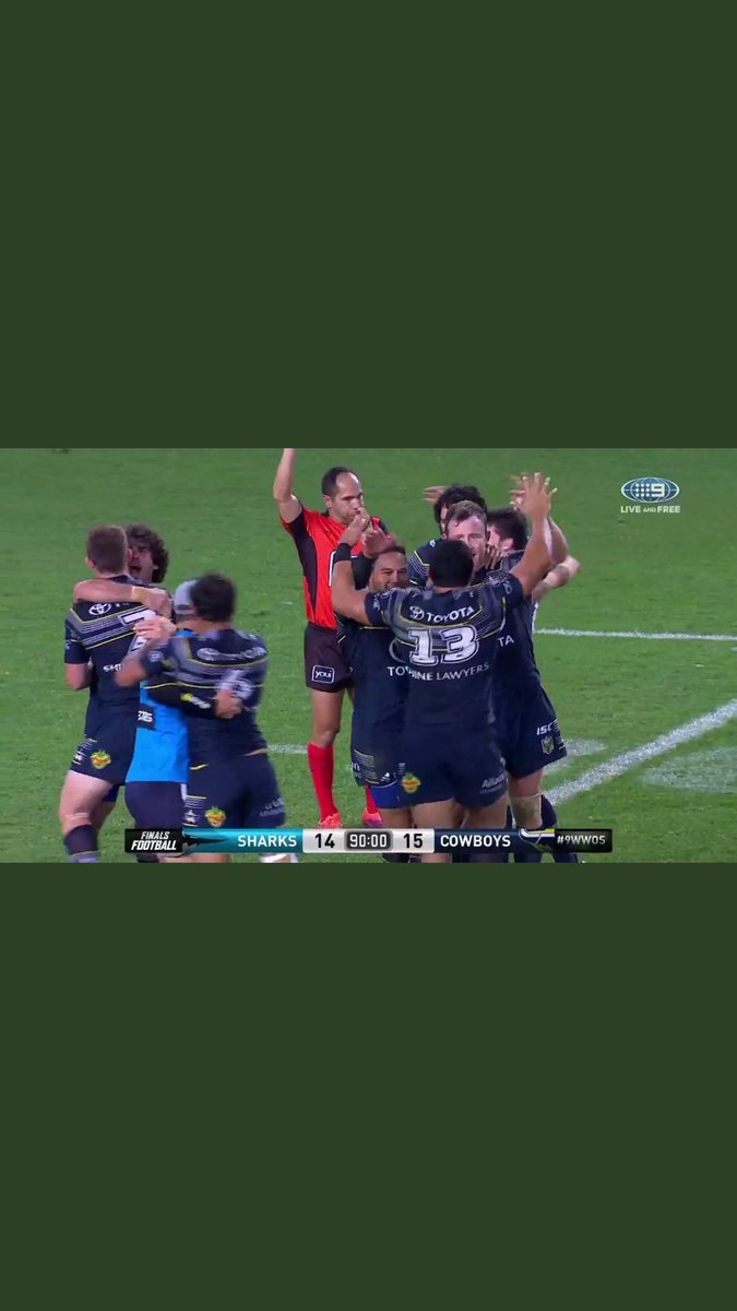 Yeh yeahhh!! Finals Footy!! 
<a href="/nthqldcowboys/">NQ Cowboys</a> #NRLCowboysSharks