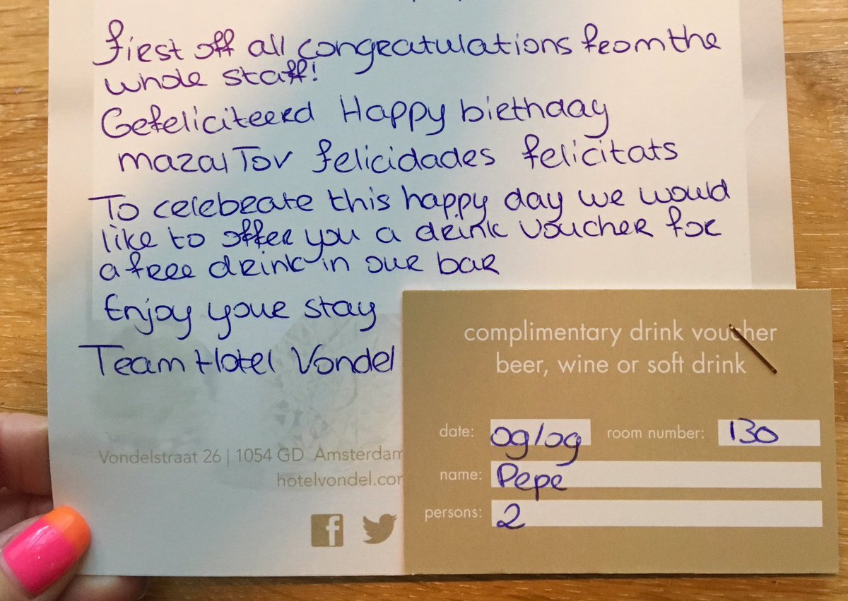 <a href="/VondelHotels/">Vondel Hotels</a> <a href="/darrenpepe/">darren pepe</a> #lovingAmsterdam#40thbirthdaypresent#lovelyhotel#greatlocation#happygirl