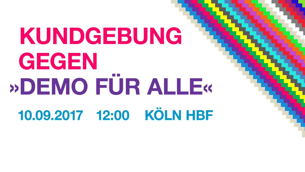 Gleich Sonne tanken und gegen die "Demo für alle" demonstrieren!
... und dann zu "Herz statt Hetze" in den Bürgerpark :)