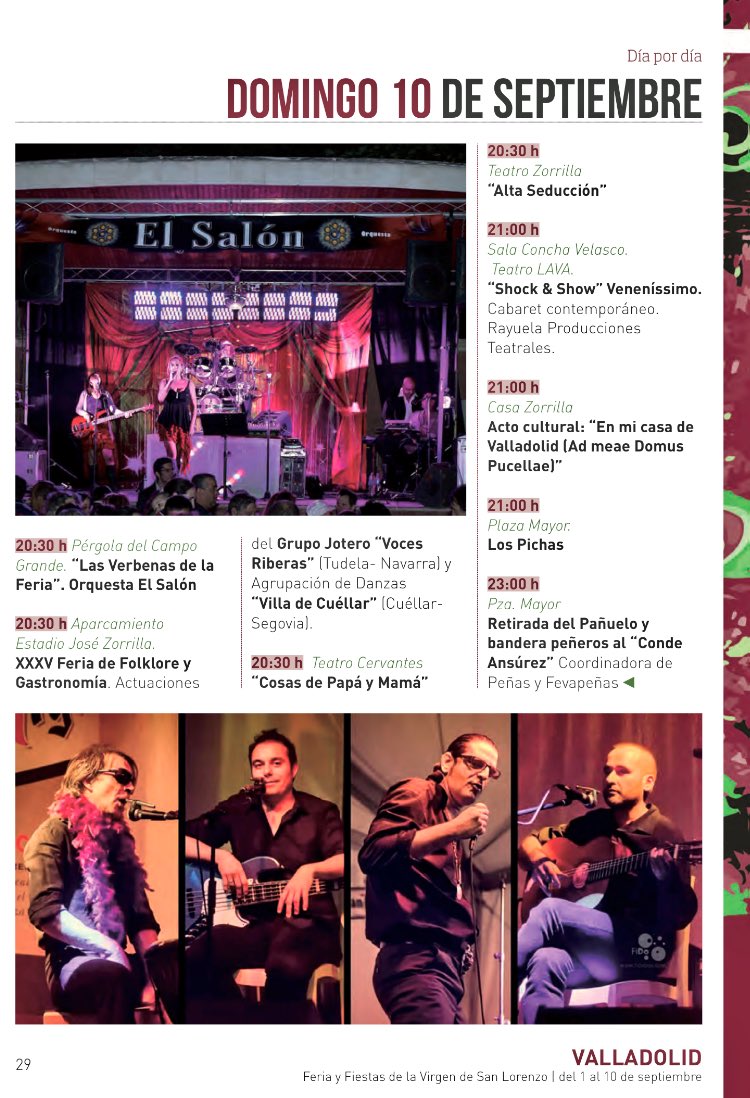Ultimo dia de fiestas..esta es la programacion.