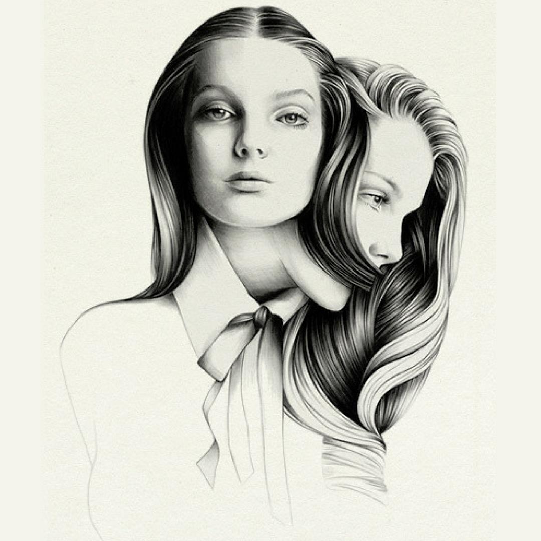 Двуличные рисунки карандашом