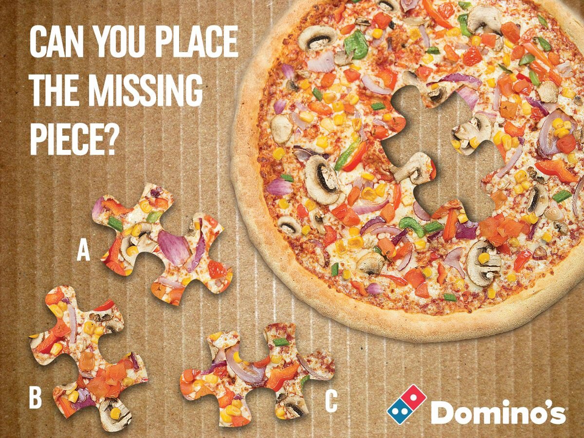 DominosTorbay's tweet photo. Can you find the missing piece to our pizza predicament? 🍕🤔 https://t.co/6FqaE3wbM3