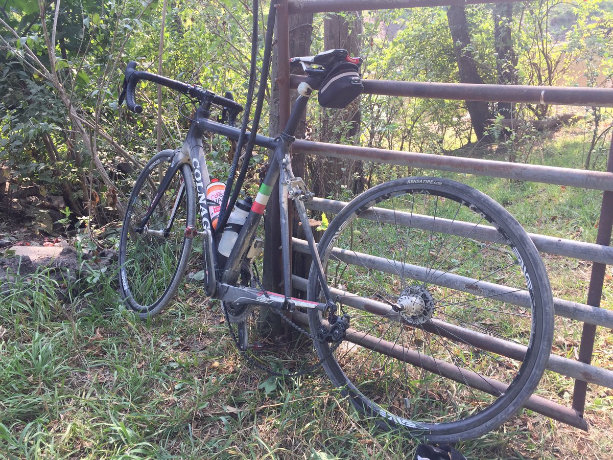 Paradise, aside from the flat. Although I really shouldn't be on this much gravel on THIS bike with THESE tires! #ghiaiowa