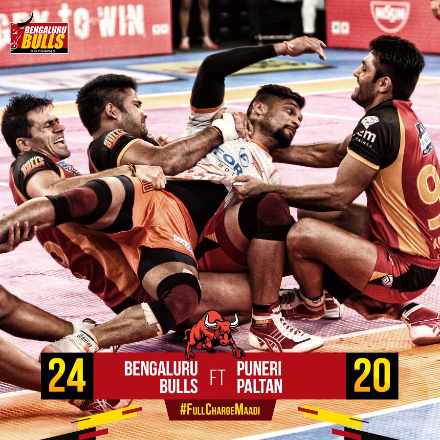 BengaluruBulls's tweet photo. @PuneriPaltan FT: Losing streak broken. Second Half curse broken.

#FullChargeMaadi #BLRvPUN https://t.co/pB90oSZc3C
